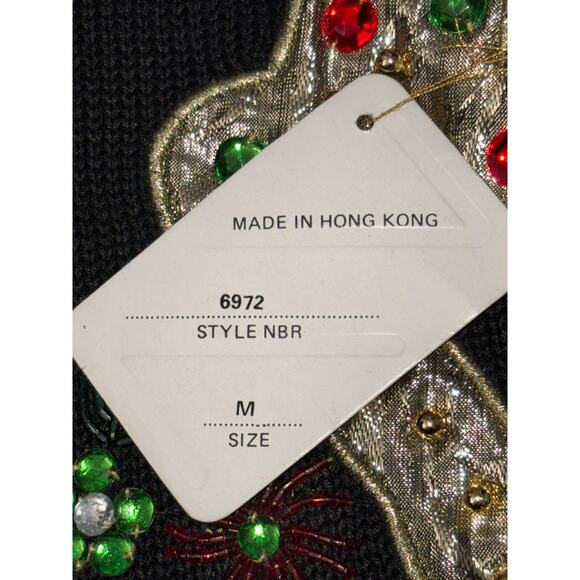 Vintage 1990s Leau Vive black sweater with shoulder pads sequence y2k - Picture 5 of 5